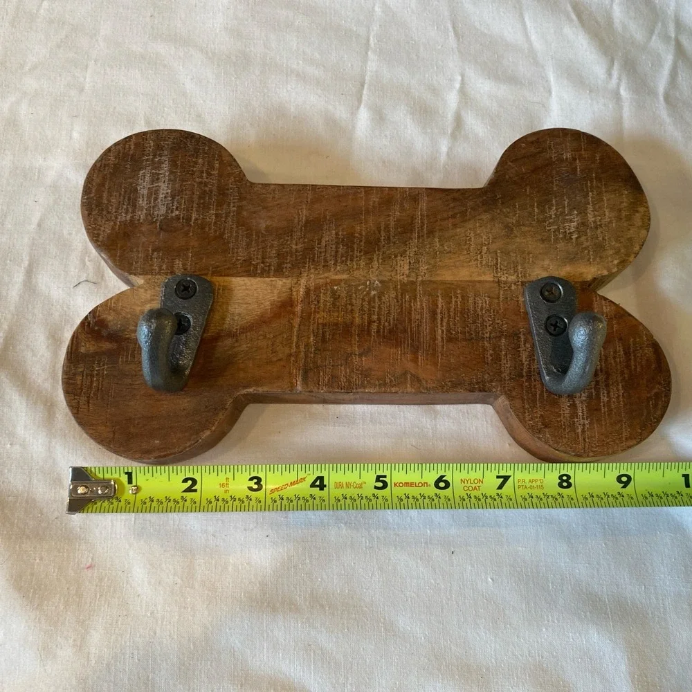Dog Leash Holder Wall Mount Walking Lead Hanger Key Hook Wood Rack Organizer